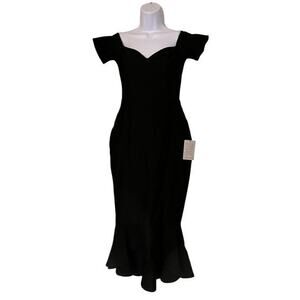 LULUS Morticia Wednesday Addams fired mermaid sweetheart  dress NWT Black Sz S